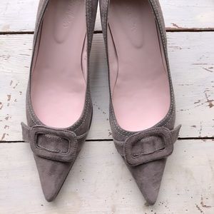 Boden taupe pointed toe suede kitten heels
